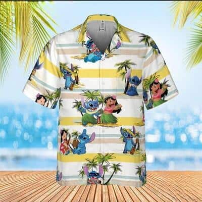 Disney Lilo And Stitch Hawaiian Shirt Island Pattern Summer Beach Gift