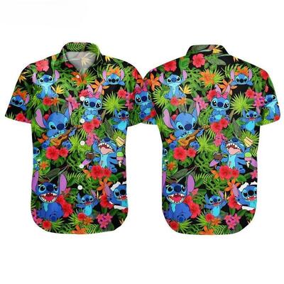 Disney Stitch Hawaiian Shirt Tropical Flower Pattern Summer Holiday Gift