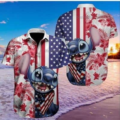 Disney Stitch Hawaiian Shirt 4th Of July Independence Day