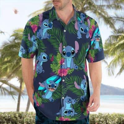 Stitch Disney Hawaiian Shirt Palm Leaves Pattern Beach Lovers Gift